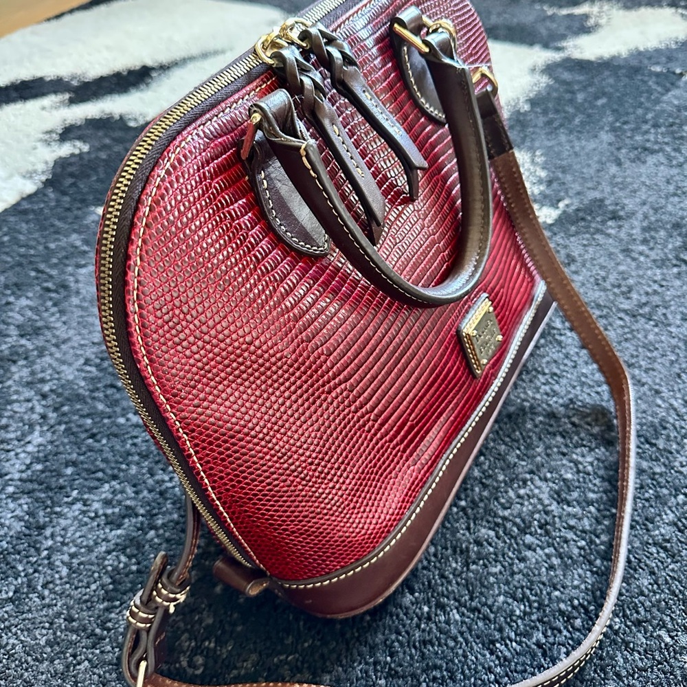 DOONEY & BOURKE Embossed Lizard Dark Red Satchel Tote Shoulder Bag - Picture 7 of 14
